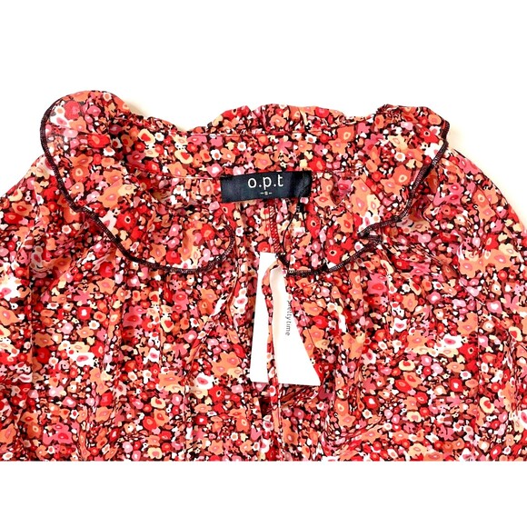 NWT One Pretty Time Anthropologie Pink Red Floral Midi Dress Ruffled Boho Size S - Picture 7 of 11